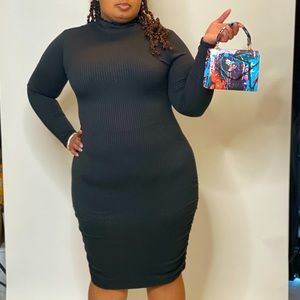 Ribbed Mock Neck Bodycon Dress